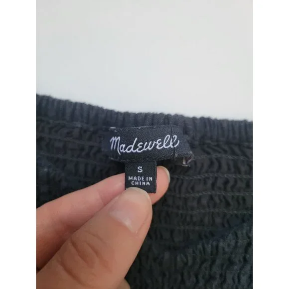 Madewell Linen-Blend Lucie Smocked Mini Dress Size S Bohemian Whimiscal Gothic - Picture 8 of 13